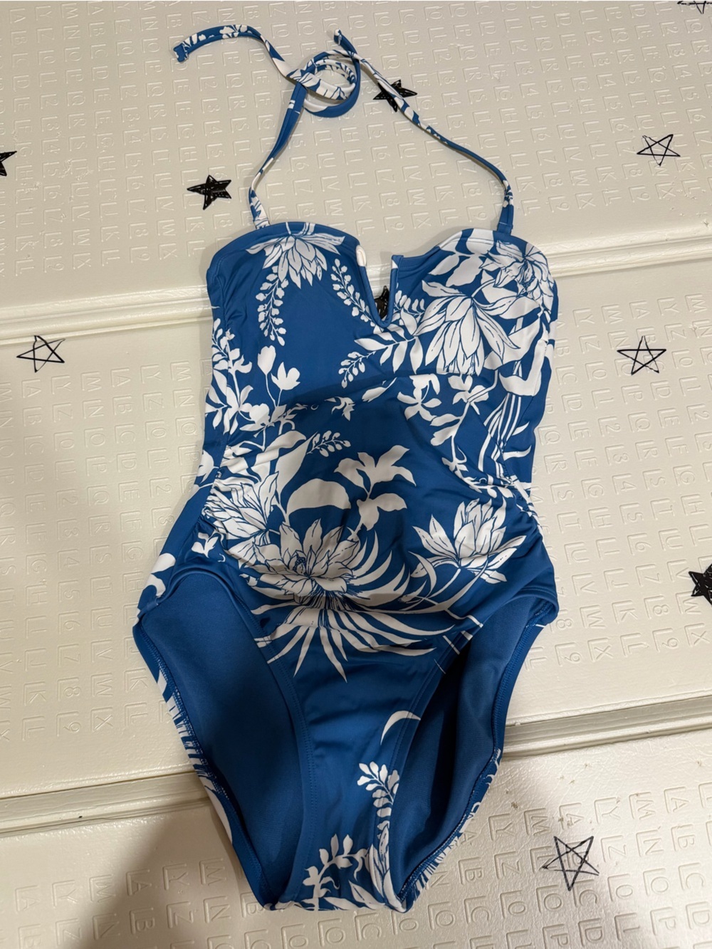 Apt. 9 Blue and White Floral One-Piece Swimsuit